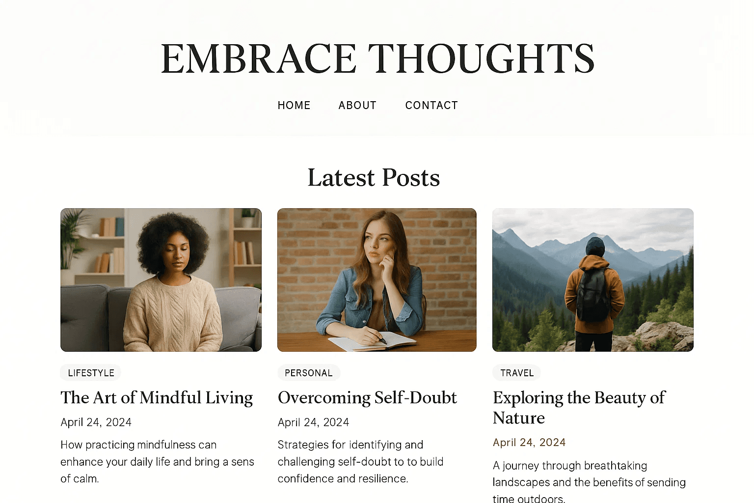 Embrace Thoughts: Blog Website